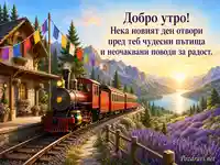 Добро утро с планински влак, изгрев, езеро и лавандулови поля