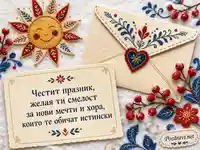 Фолклорна картичка за имен ден на Анастас, Анастасия и Наско