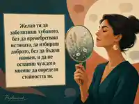 Картичка за имен ден с огледало, диви цветя и мъдро пожелание