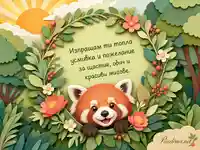 Картичка за Международния ден на червената панда с топло пожелание