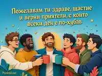 3D картичка за Международния ден на мъжа с приятелски тост
