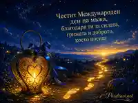 Магичен поздрав за Международния ден на мъжа със светещ сърцевиден фенер