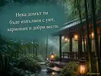 Уютен бамбуков павилион с фенери и послание за хармония