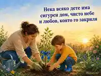 Родител и дете засаждат дръвче с послание за сигурен дом и любов