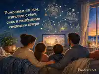 Акварелна семейна картичка за Световния ден на телевизията