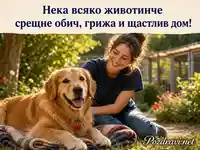 Топла картичка за Световния ден на животните с куче и доброволка
