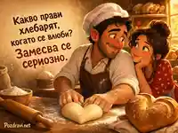 Смешна пекарна с влюбен хлебар и сърцевиден хляб