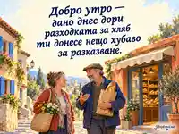 Добро утро с пресен хляб и приятелска среща пред слънчева пекарна