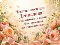 Нежна флорална картичка за имен ден на Денислава