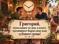 Имен ден на Григорий с часовник, кафе и пожелание за хубави срещи