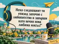 Картичка за Международния ден на подкаста с пожелание за нов епизод
