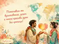 Акварелна картичка за Международния ден на преводача с послание за вдъхновение