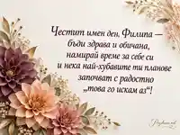 Имен ден на Филипа с хартиени далии и послание за здраве, обич и лична радост