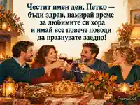 Честит имен ден, Петко — наздравица с любими хора край есенна трапеза