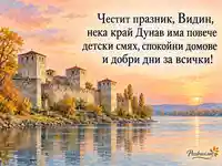 Честит празник, Видин — Баба Вида край Дунав в есенен залез