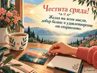 Слънчева сряда с пъзел, езеро и пожелание за баланс