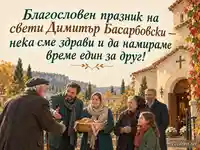 Благословен празник на свети Димитър Басарбовски — топла среща пред църквата