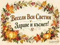Есенен венец с тиквени фенери за Вси светии